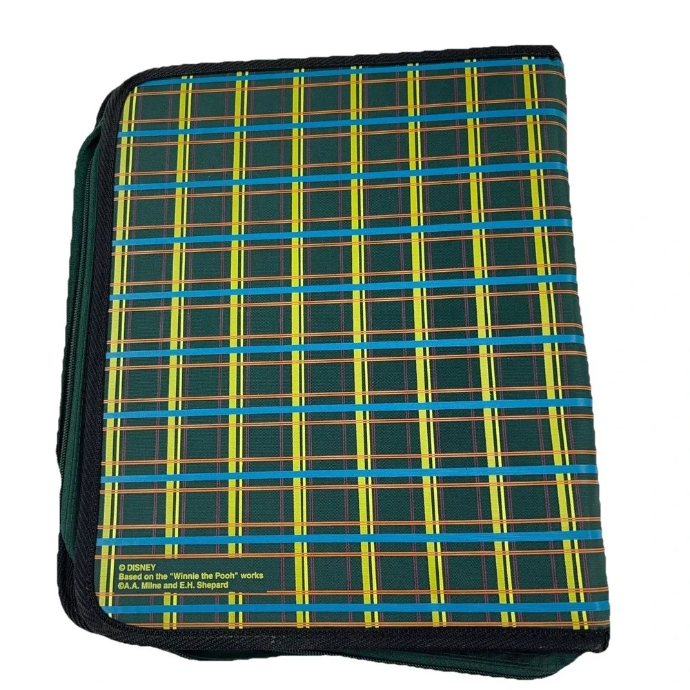 VIntage Winnie The Pooh Tigger Binder 3‎ Ring Disney Plaid Pen Tab Y2K
